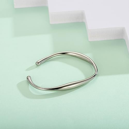 Dainty Silver Teardrop Cuff Bracelet for Women