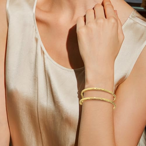 Gold Hollow Wide Cuff Bracelet for Women