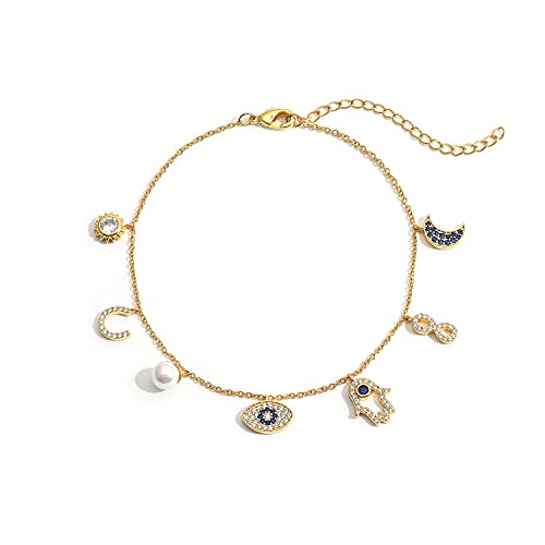 Moroccan Evil Eye & Hamsa Hand Gold Bracelet
