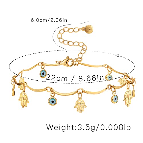 Hamsa Hand Anklet with Evil Eye Charm