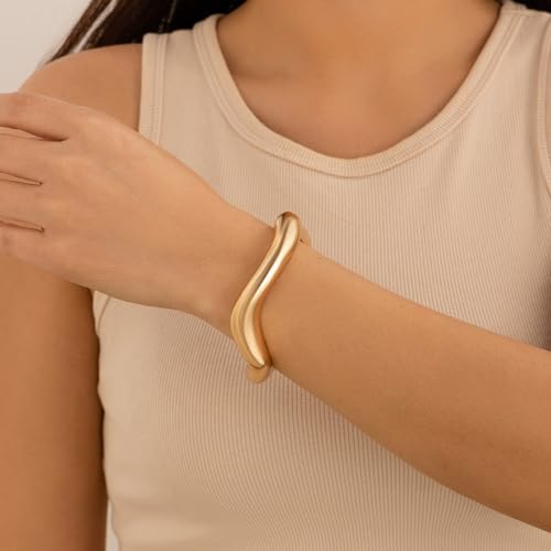 Irregular Minimalist Gold Chunky Cuff Bracelet