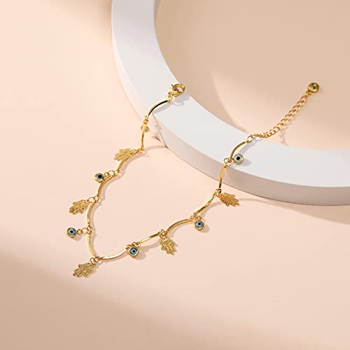 Gold Plated Evil Eye Hamsa Anklet Bracelets
