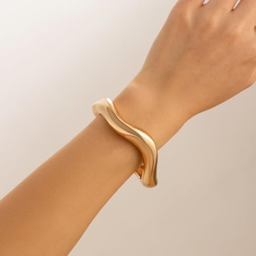 Irregular Minimalist Gold Chunky Cuff Bracelet