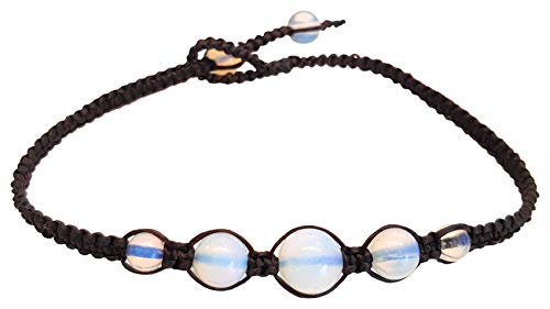 Braided Macrame Opal Moonstone Adjustable Anklet