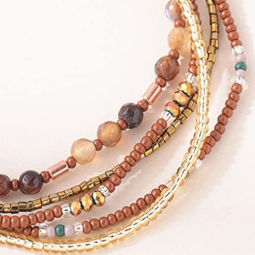 Boho Braided Beaded Ankle Bracelet for Women