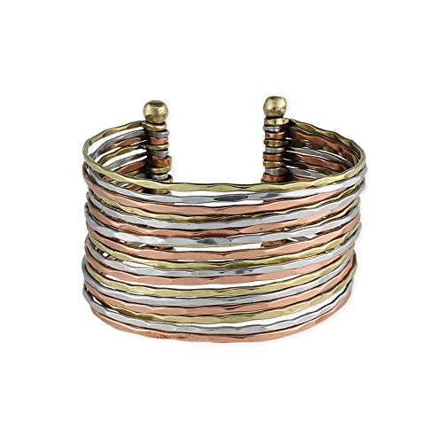 Mixed Metal Hammered Cuff Bracelet for All Sizes