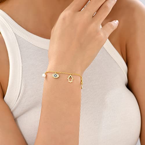 Moroccan Evil Eye & Hamsa Hand Gold Bracelet