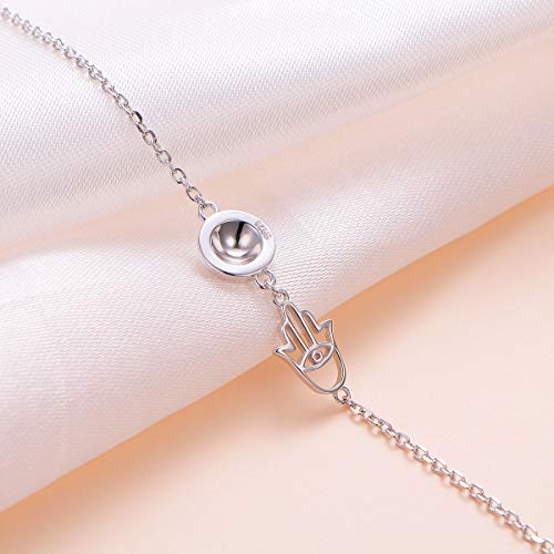 Evil Eye Hamsa Charm Sterling Silver Anklet