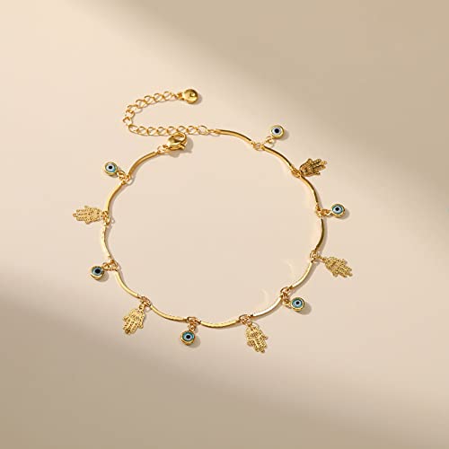 Gold Plated Evil Eye Hamsa Anklet Bracelets