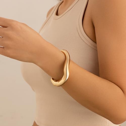 Irregular Minimalist Gold Chunky Cuff Bracelet