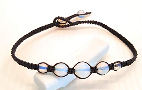 Braided Macrame Opal Moonstone Adjustable Anklet