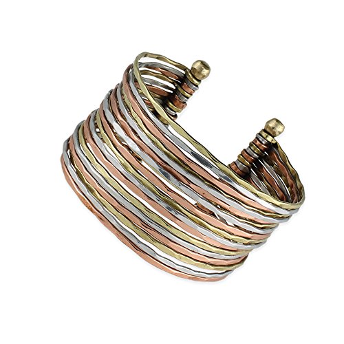 Mixed Metal Hammered Cuff Bracelet for All Sizes