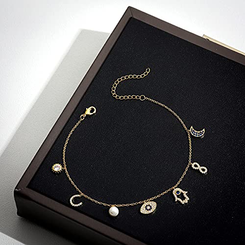 Moroccan Evil Eye & Hamsa Hand Gold Bracelet