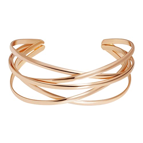 Gold Multi-Layer Twisted Cuff Bracelet for Women