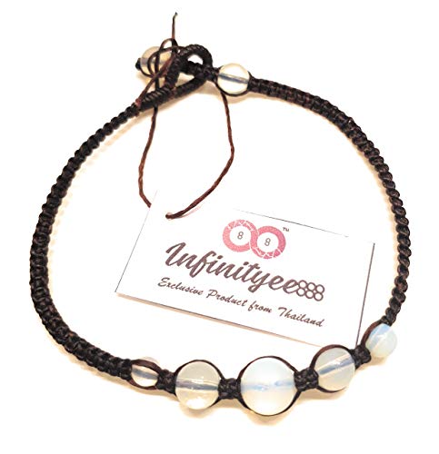 Braided Macrame Opal Moonstone Adjustable Anklet