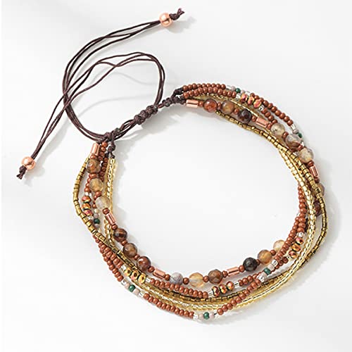Boho Braided Beaded Ankle Bracelet for Women