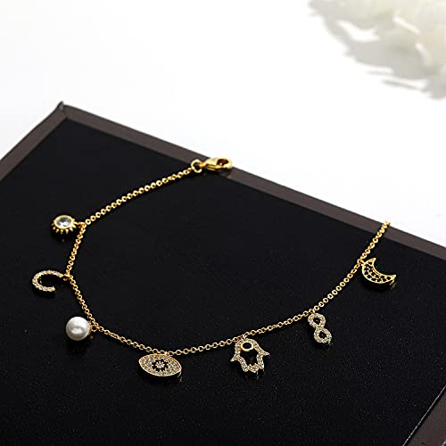 Moroccan Evil Eye & Hamsa Hand Gold Bracelet