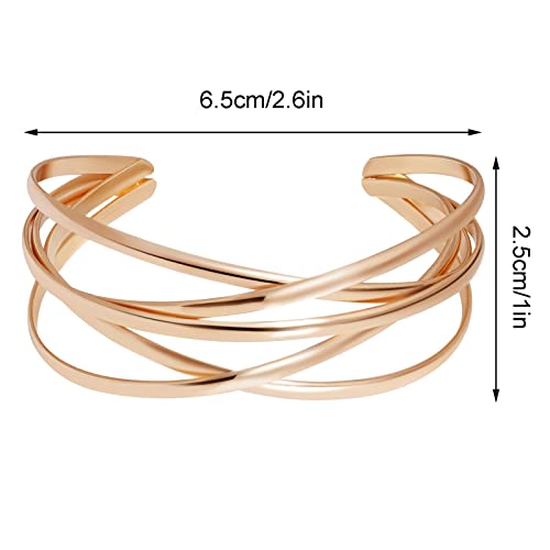 Gold Multi-Layer Twisted Cuff Bracelet for Women