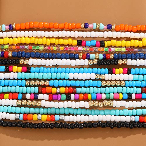 Boho Handmade Beaded Ankle Bracelet Set – 15 Pcs