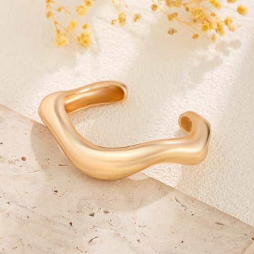 Irregular Minimalist Gold Chunky Cuff Bracelet
