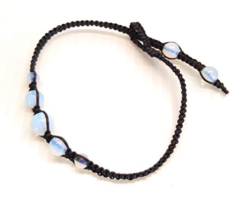 Braided Macrame Opal Moonstone Adjustable Anklet