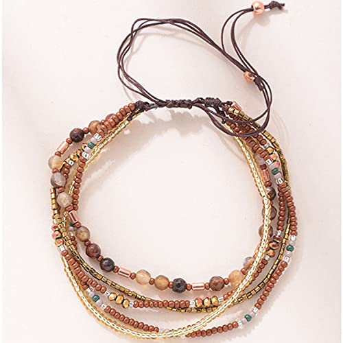 Boho Braided Beaded Ankle Bracelet for Women