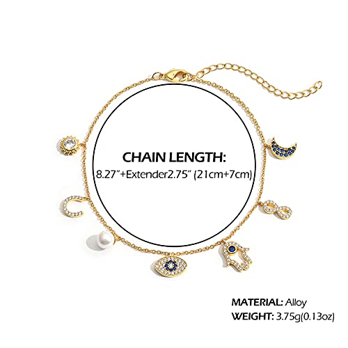 Moroccan Evil Eye & Hamsa Hand Gold Bracelet