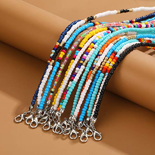 Boho Handmade Beaded Ankle Bracelet Set – 15 Pcs