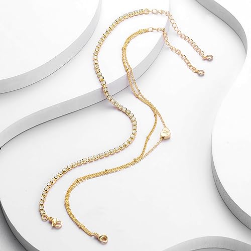 Dainty Gold Initial Ankle Bracelet for Women