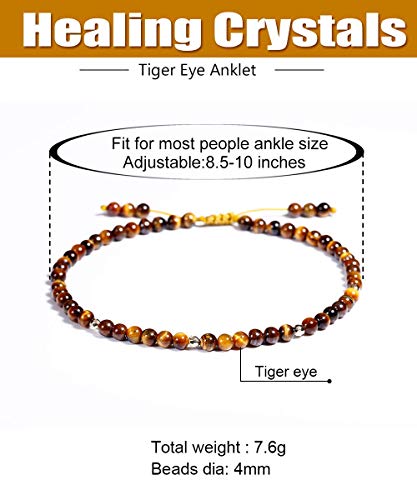 Tiger Eye Adjustable Anklet Bracelet for Women