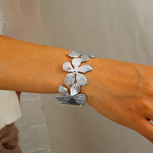 Trendy Silver Chunky Cuff Bracelet for Women