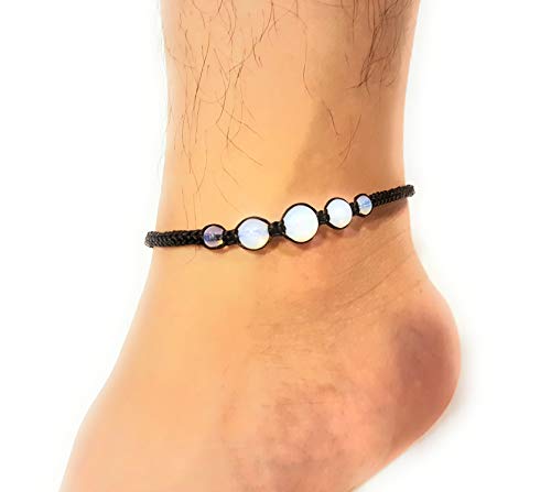 Braided Macrame Opal Moonstone Adjustable Anklet