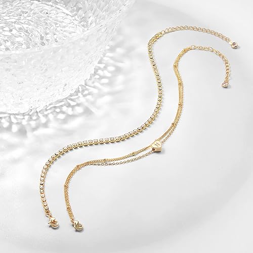 Dainty Gold Initial Ankle Bracelet for Women
