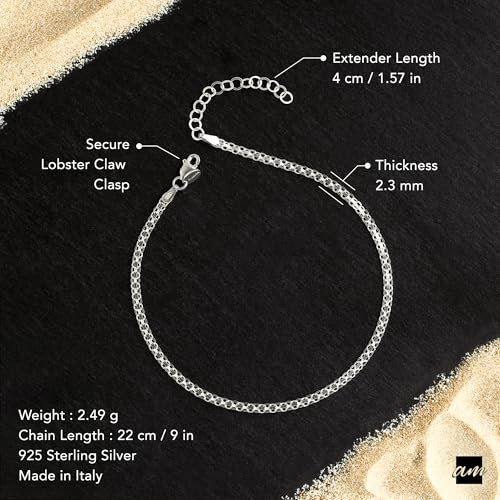 Adjustable 925 Sterling Silver Bismark Anklet Bracelet