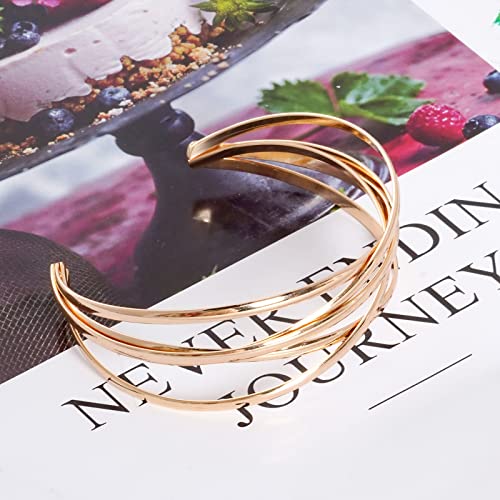 Gold Multi-Layer Twisted Cuff Bracelet for Women