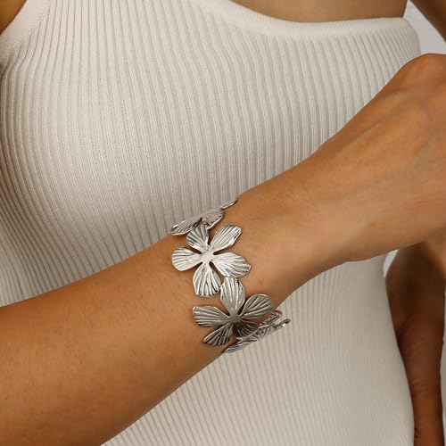 Trendy Silver Chunky Cuff Bracelet for Women