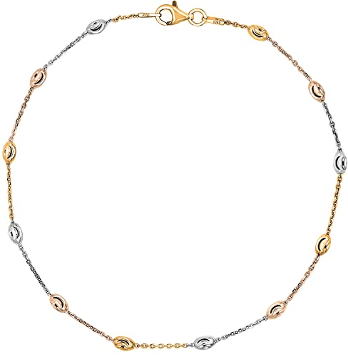 18K Gold Plated Sterling Silver Oval Moon Anklet
