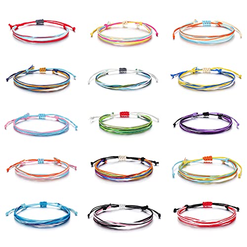 15 Handmade Adjustable Boho Wave Friendship Bracelets