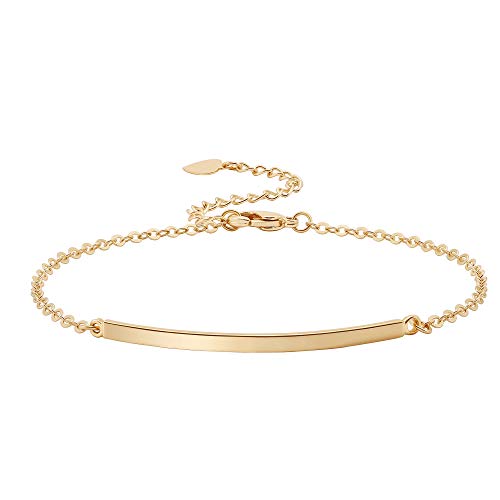 Dainty 18K Gold Plated Bar Bracelet for Women