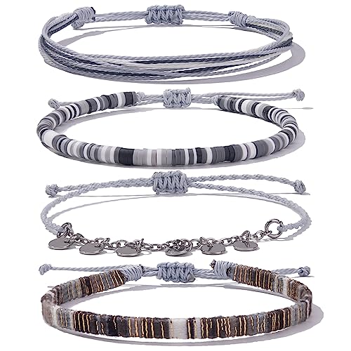 Boho Waterproof Clay Bead Ankle Bracelet Set
