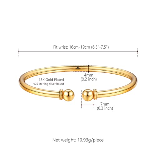 Elegant Gold Plated Sterling Silver Torque Bracelet