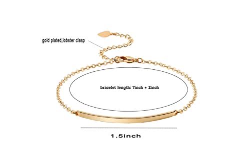 Dainty 18K Gold Plated Bar Bracelet for Women
