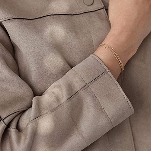 Dainty 18k Gold Plated Beaded Bracelet for Women