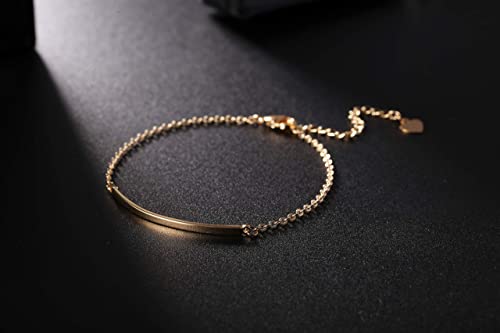 Dainty 18K Gold Plated Bar Bracelet for Women