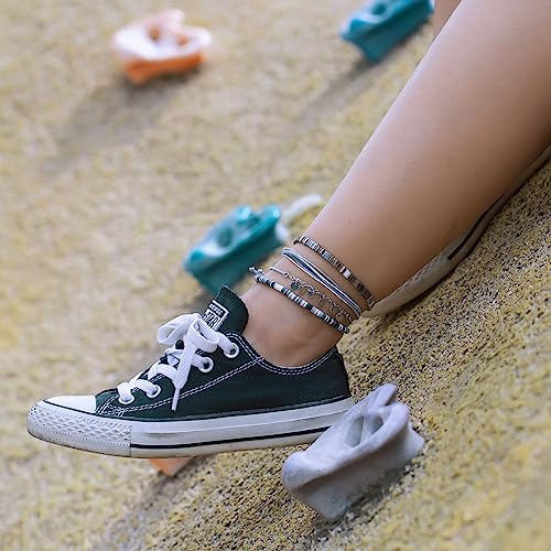 Boho Waterproof Clay Bead Ankle Bracelet Set