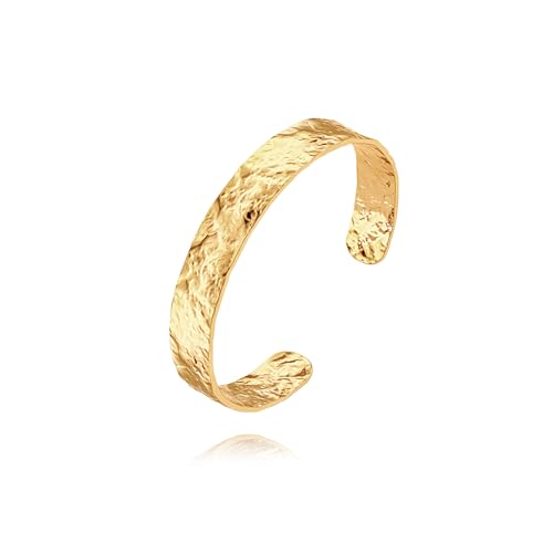 Elegant 18K Gold Plated Hammered Cuff Bracelet