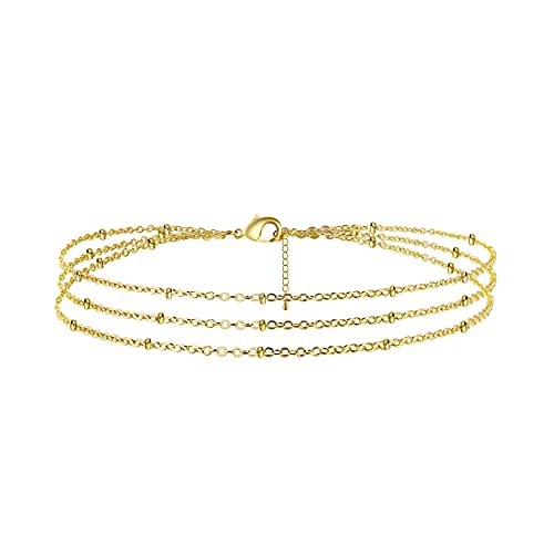 Dainty 18k Gold Plated Beaded Bracelet for Women