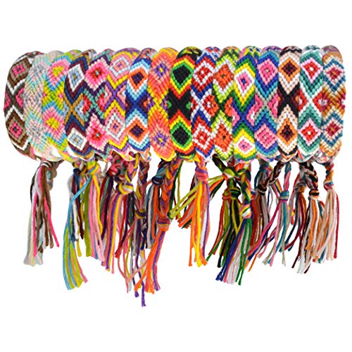 16 Nepal Woven Friendship Bracelets - Adjustable Set