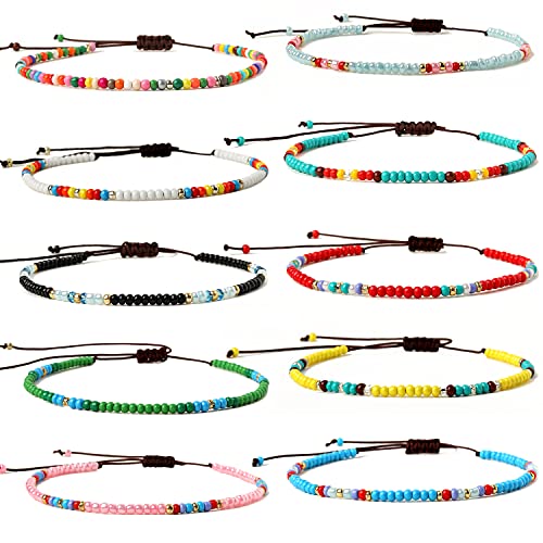 Colorful Handmade Beaded Anklets Set for Women