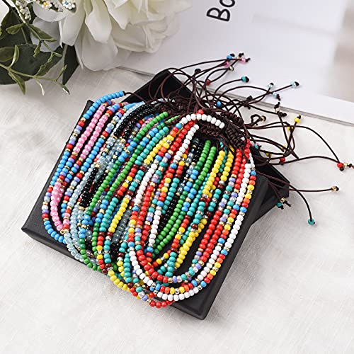 Colorful Handmade Beaded Anklets Set for Women
